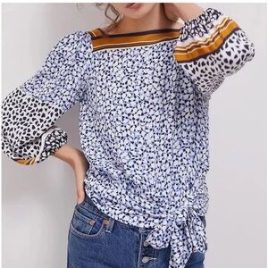 Brand New Anthropologie Maeve Philippa Blouse Blue. Size L .(A)